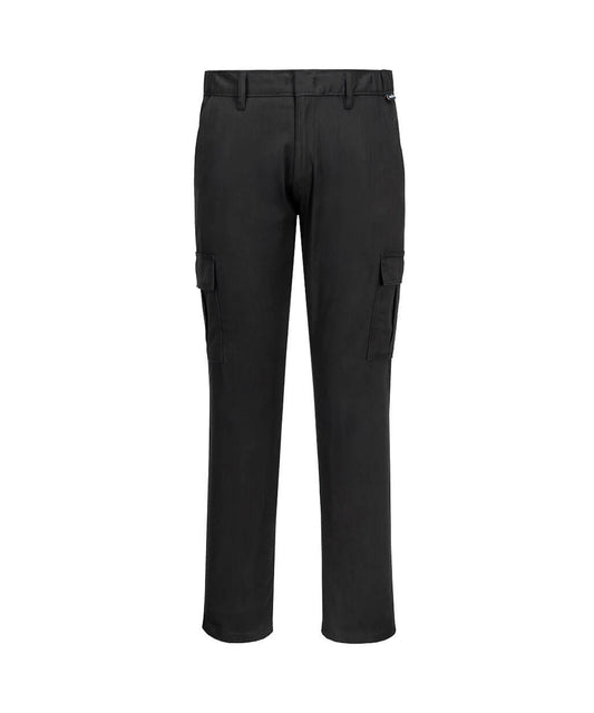 Portwest Stretch Slim Fit Combat Broek Zwart