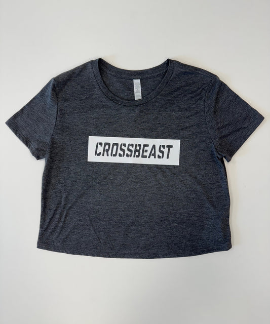 Crossbeast dames t-shirt cropped donkergrijs