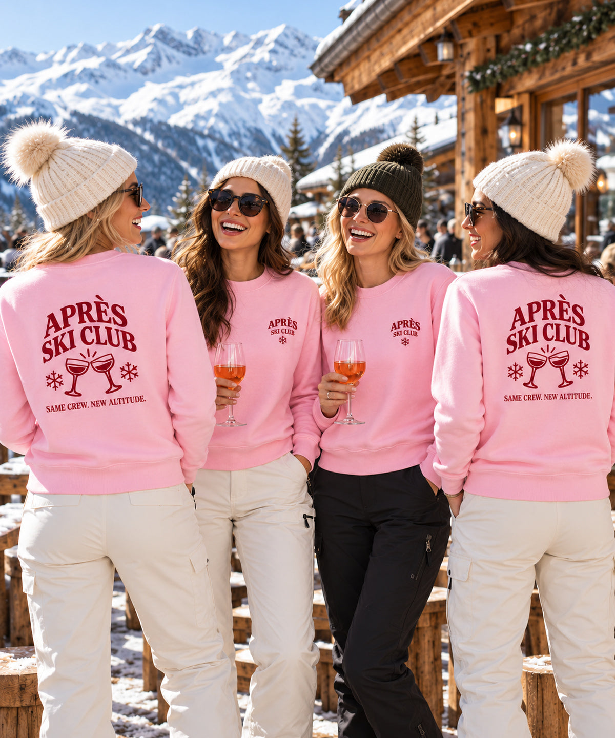 Wintersport sweaters unisex roze